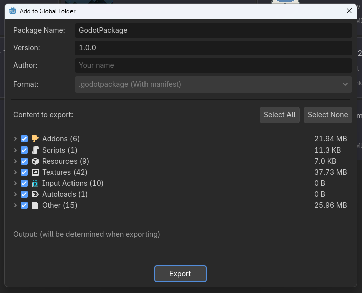 Export Dialog
